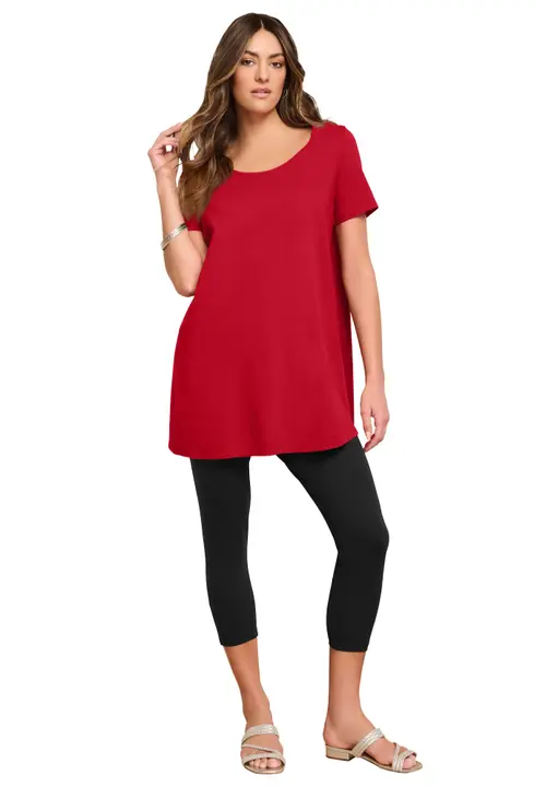 Plus Size Cotton Ultimate Scoopneck Swing Tunic in Classic Red at Nordstrom, Size