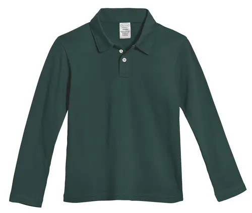 Baby Boys 100% Cotton Knit Jersey 2-Button Long Sleeve Polo in Uniform Hunter Green at Nordstrom, Size