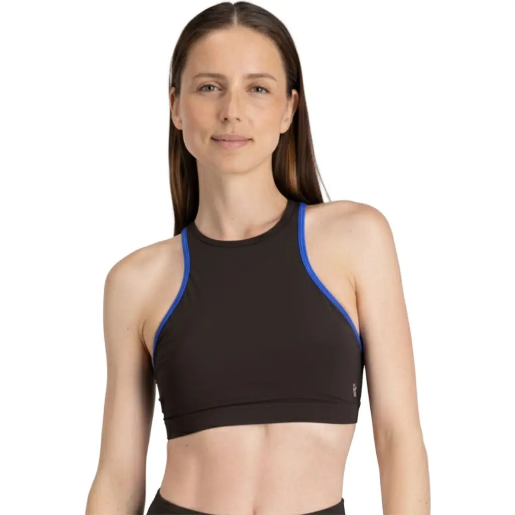 Racerfront Tie Bikini Top - Women's in Coffee/blue at Nordstrom, Size by Wallien