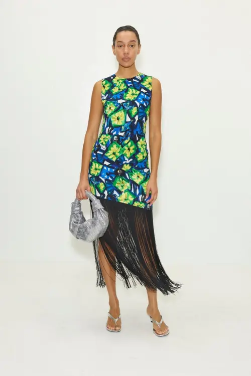 Casablanca Fringe Dress in Abstract Floral at Nordstrom, Size
