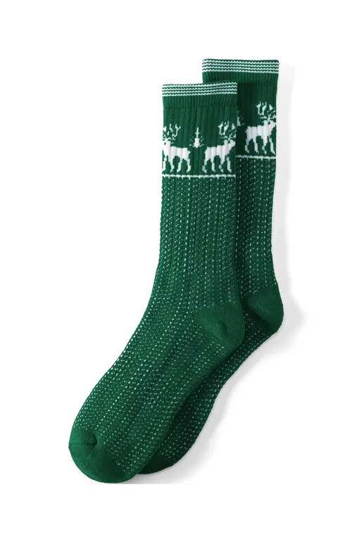 Thermaskin Heat Winter Boot Socks in Light Emerald Fairisle at Nordstrom, Size by Lands' End