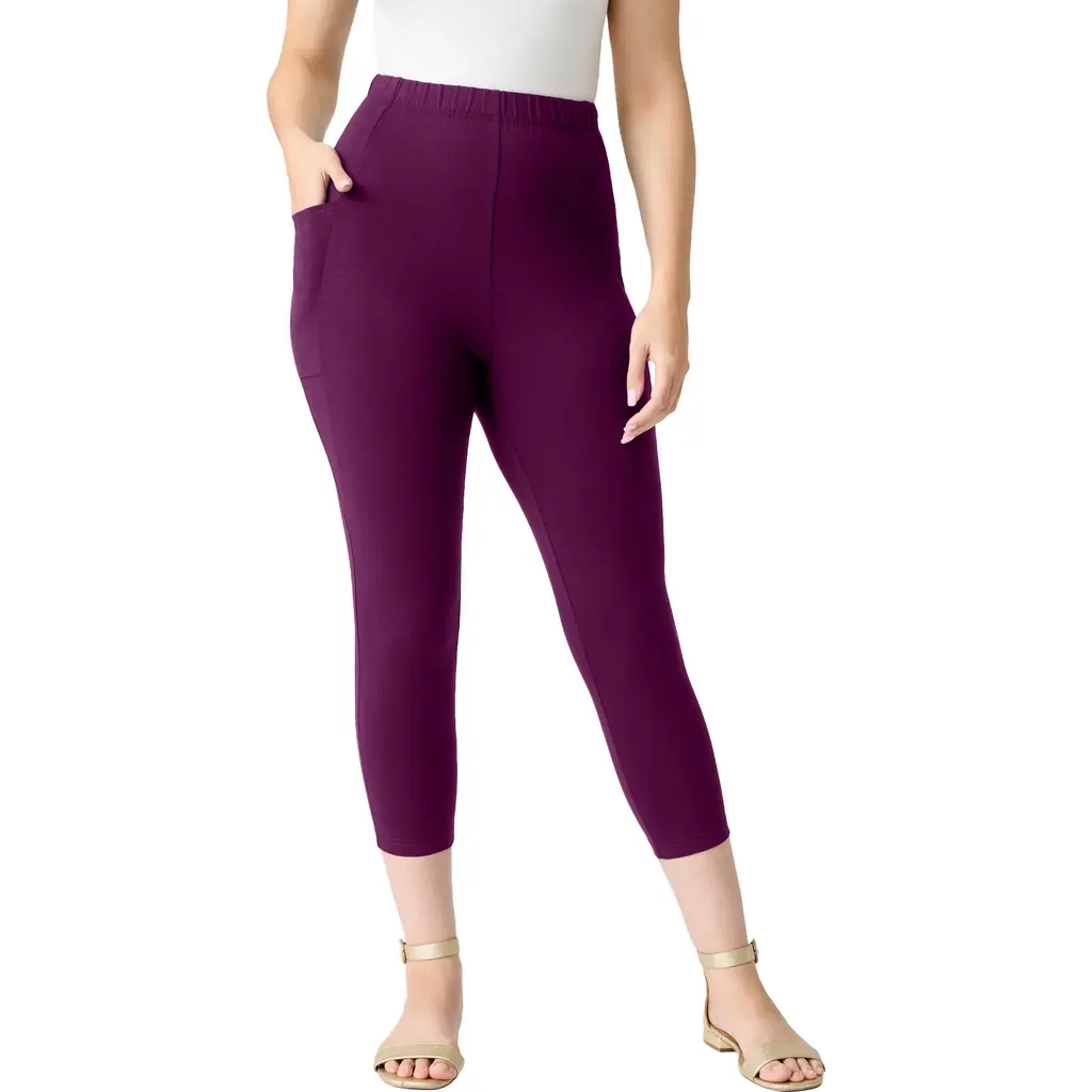 Side-Pocket Essential Capri Legging in Dark Berry at Nordstrom, Size