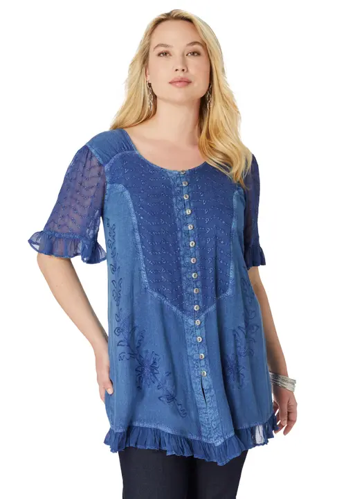 Acid Wash Tunic in Dark Blue at Nordstrom, Size