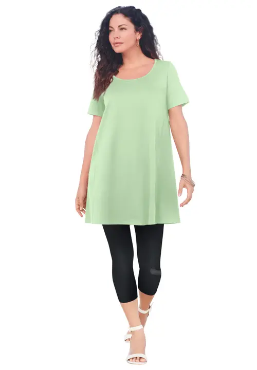 Plus Size Cotton Ultimate Scoopneck Swing Tunic in Green Mint at Nordstrom, Size
