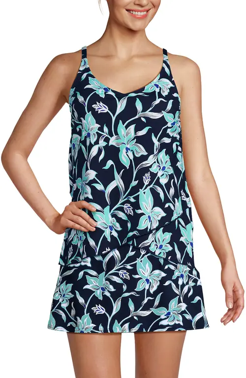 Tulip Hem Tankini Top in Tropic Floral/navy at Nordstrom, Size