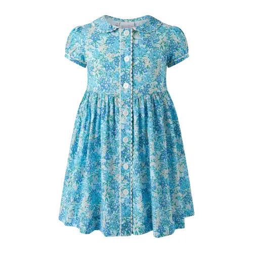 Floral Button-Front Dress in Blue at Nordstrom, Size