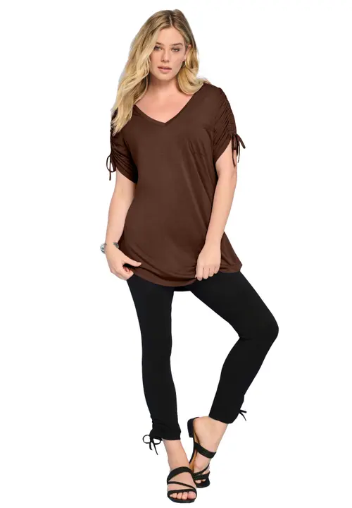 Ruched Sleeve Ultra Femme Tunic in Rich Brown at Nordstrom, Size
