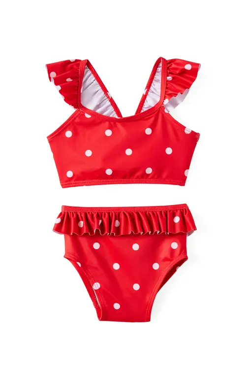 Lottie Two Piece Swim Set in Varsity Red Spots at Nordstrom, Size