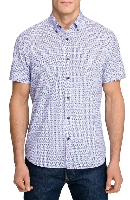 Slim Fit Circle Geo Performance Short Sleeve Shirt in Blue Purple at Nordstrom, Size