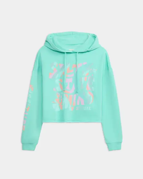 Salty Mind Long Sleeve Ocean Wash Fleece Cropped Hoodie in Pool Blue at Nordstrom, Size by Salt Life