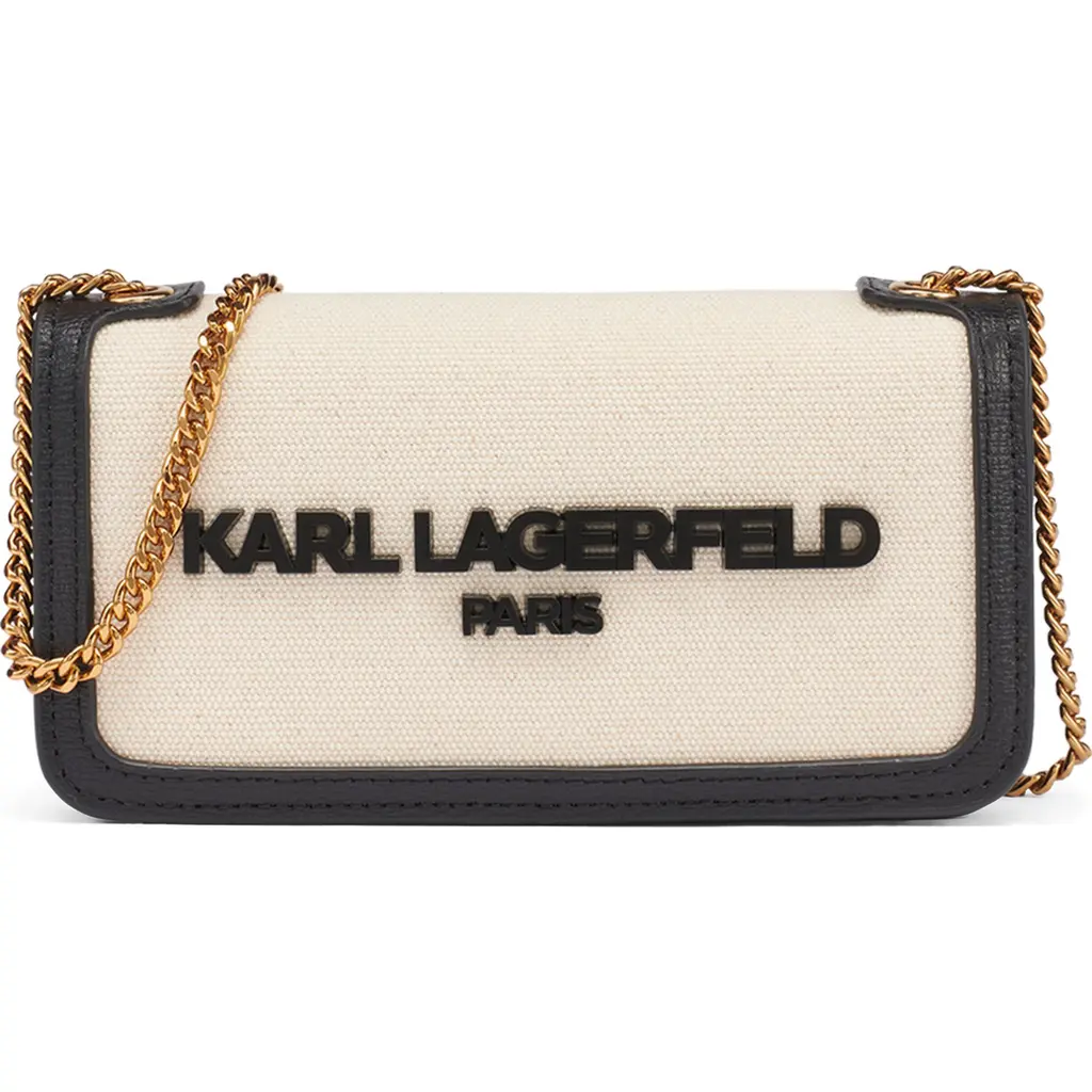 Kosette Canvas Shoulder in Natural/black at Nordstrom by KARL LAGERFELD PARIS
