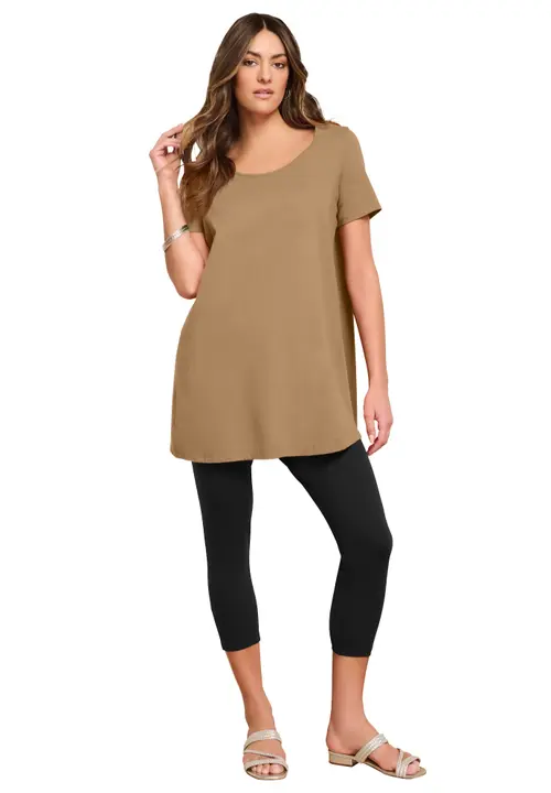 Plus Size Cotton Ultimate Scoopneck Swing Tunic in Soft Camel at Nordstrom, Size