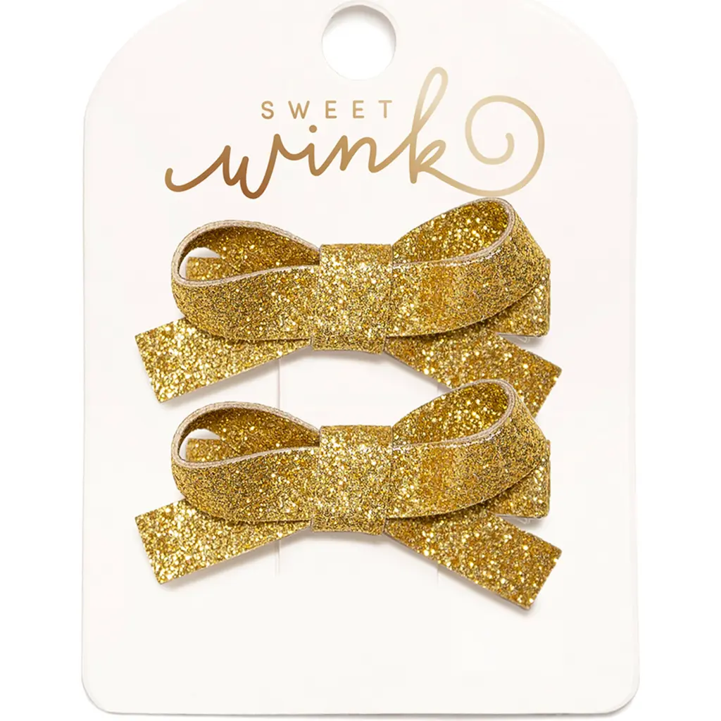 Gold Sparkle Bow Clip Set at Nordstrom by Sweet Wink