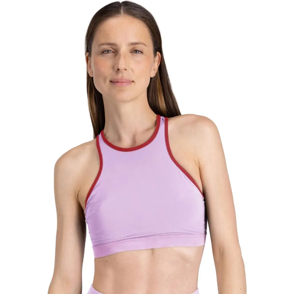 Racerfront Tie Bikini Top - Women's in Lilac/sporting Red at Nordstrom, Size by Wallien