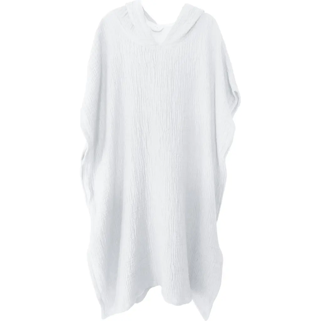 Crinkled Cotton Cuddle Hooded Poncho in Bright White at Nordstrom by Anaya