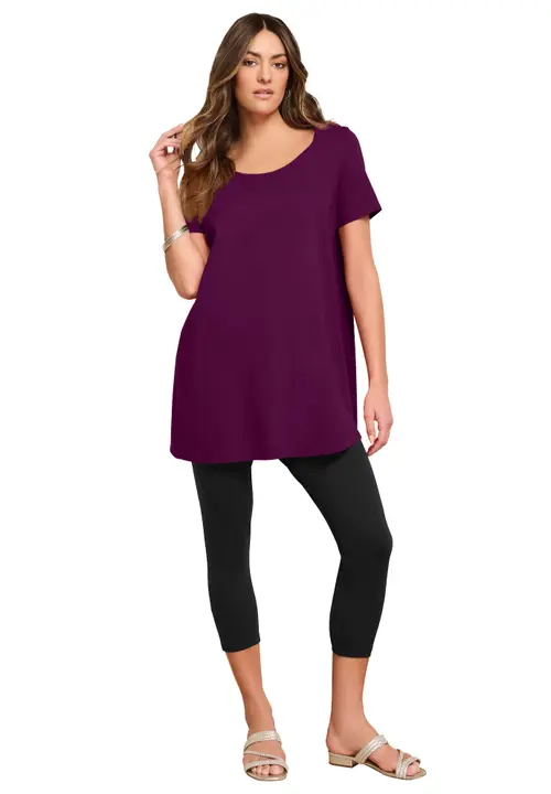 Plus Size Cotton Ultimate Scoopneck Swing Tunic in Dark Berry at Nordstrom, Size