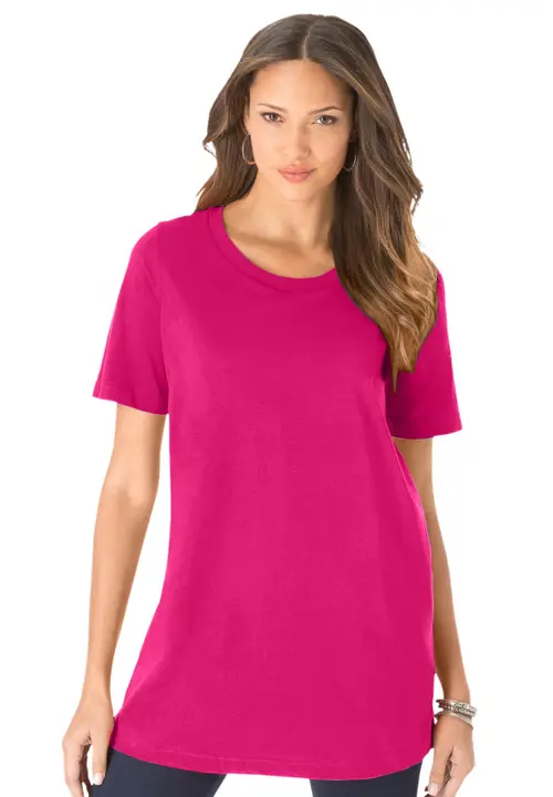Plus Size Cotton Ultimate Crewneck Tee in Vivid Pink at Nordstrom, Size