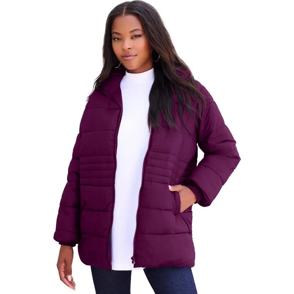 Plus Size Lightweight Quilted Jacket in Dark Berry at Nordstrom, Size