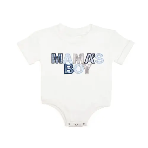 Mama's Boy Patchwork Short Sleeve Romper in White at Nordstrom, Size by Sweet Wink