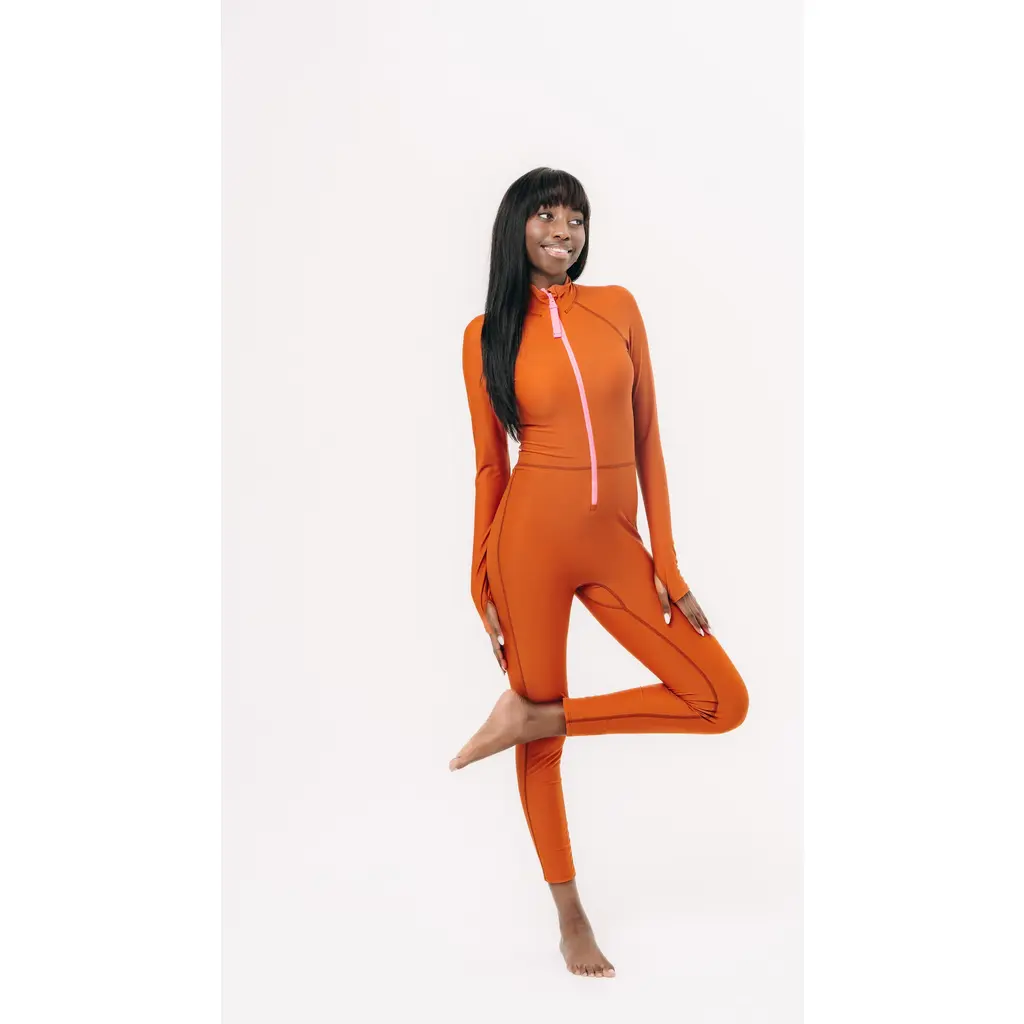 Women's Full-Body One-Piece Swimsuit - UPF 50+ in Burnt Copper at Nordstrom, Size