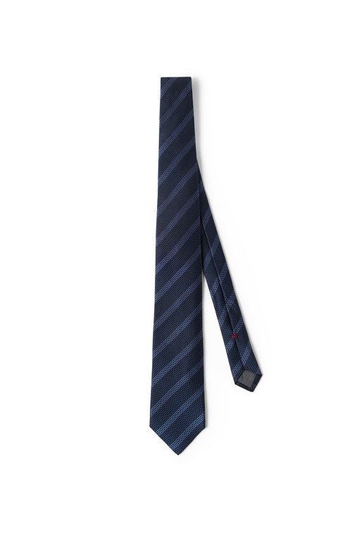 Textured silk tie with stripes in Blue at Nordstrom