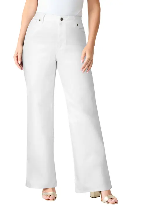 Petite Plus Size Perfect Fit Stretch Wide Leg Jean in White Denim at Nordstrom, Size