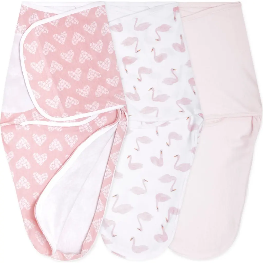 Essentials Easy Swaddle Wrap Quick Change with Bottom Zipper, Snug Cotton Knit Baby Wrap Swaddle Blanket for Newborns, TOG 1.0, 3-Pack in Briar by Aden