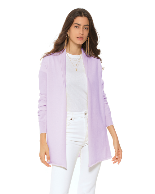 Long Open Front Pure Cashmere Cardigan in Lilac at Nordstrom, Size