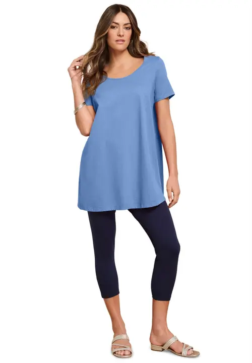 Plus Size Cotton Ultimate Scoopneck Swing Tunic in French Blue at Nordstrom, Size