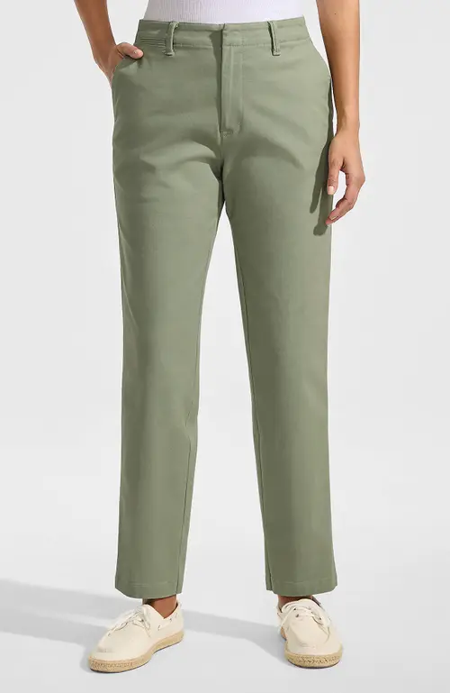 Mid Rise Classic Straight Leg Chino Ankle Pants in Sage at Nordstrom, Size by Lands' End