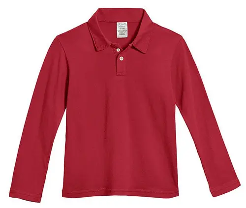 Baby Boys 100% Cotton Knit Jersey 2-Button Long Sleeve Polo in Red at Nordstrom, Size