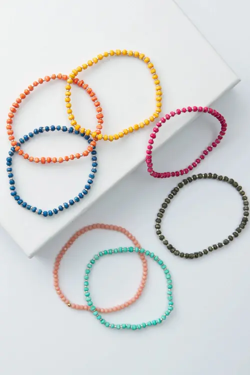 Tiny Paper Bead Bracelet Set of 8 in Turquoise at Nordstrom by Noonday