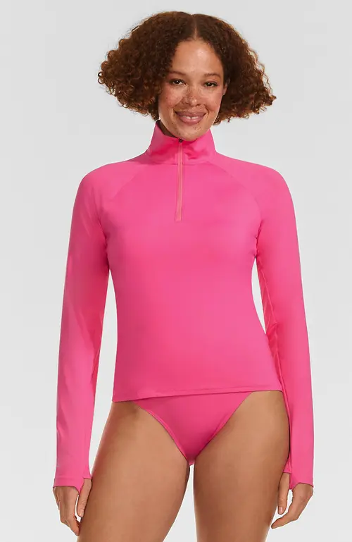 Long Sleeve Rash Guard Cover-up UPF 50 in Pink Azalea at Nordstrom, Size