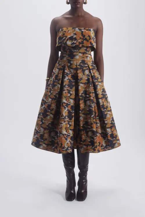 Printed Laced Back Dress in Orange-Multi at Nordstrom, Size by Amsale
