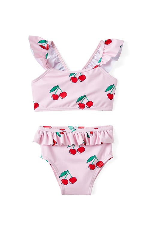 Lottie Two Piece Swim Set in Tea Party Pink Cherries at Nordstrom, Size