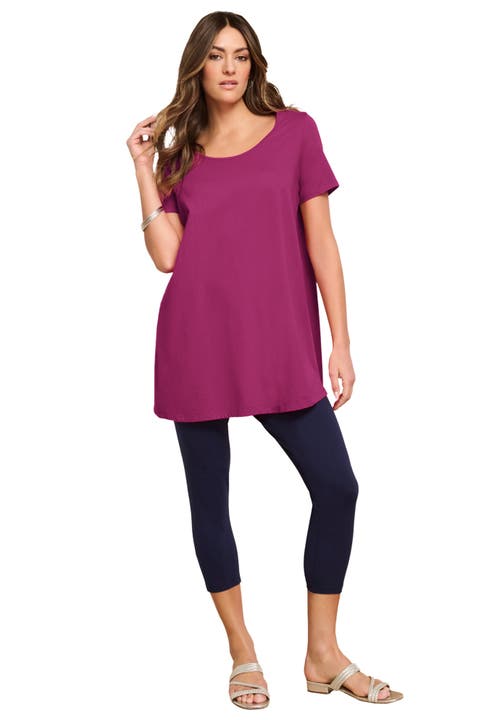 Plus Size Cotton Ultimate Scoopneck Swing Tunic in Raspberry at Nordstrom, Size
