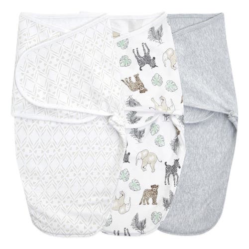 Essentials Easy Swaddle Wrap Quick Change with Bottom Zipper, Snug Cotton Knit Baby Wrap Swaddle Blanket for Newborns, TOG 1.0, 3-Pack in