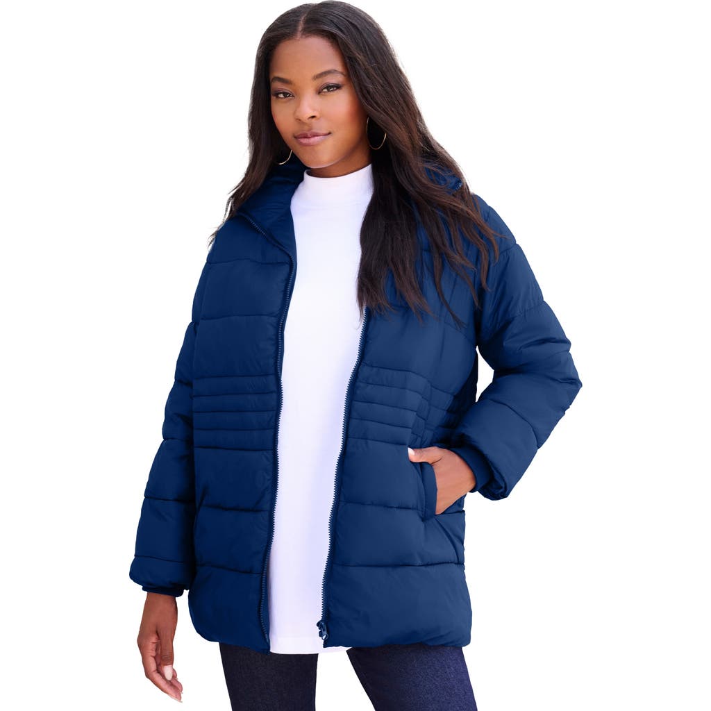 Plus Size Lightweight Quilted Jacket in Evening Blue at Nordstrom, Size by Roaman's