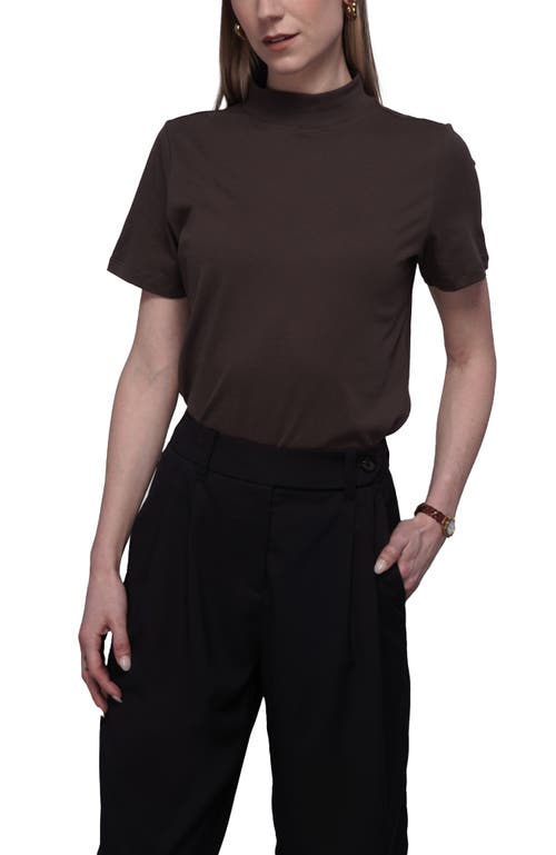 The Everyday Mock Neck Tee in Mocha at Nordstrom, Size