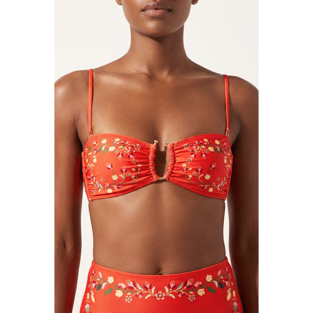 Scarlet Bloom Reversible Square Bandeau Top in Red at Nordstrom, Size