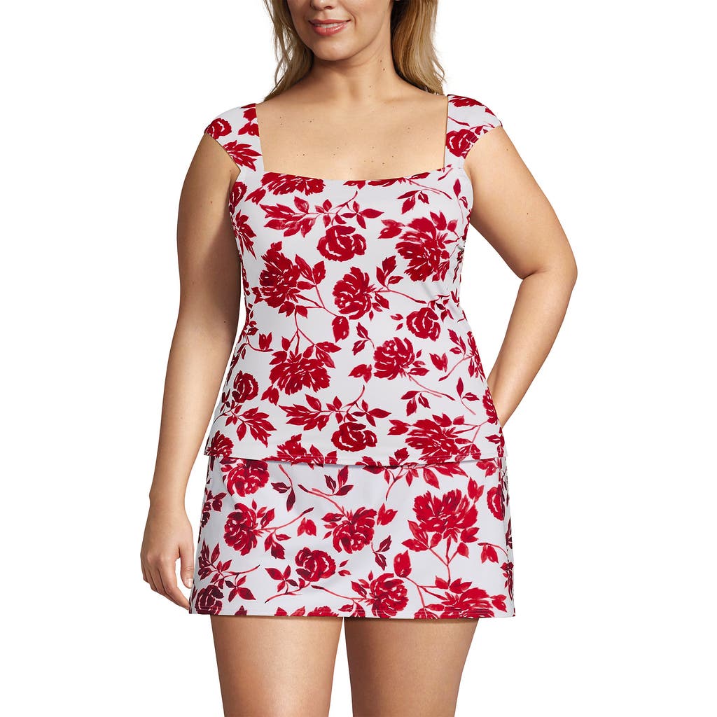Womens Square Neck Underwire Square Back Tankini Swimsuit Top in Red Graphic Floral at Nordstrom, Size