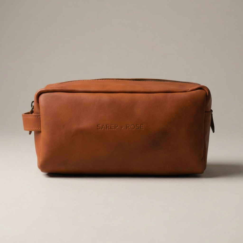Leather Toiletry Wash Bag in Cinnamon at Nordstrom
