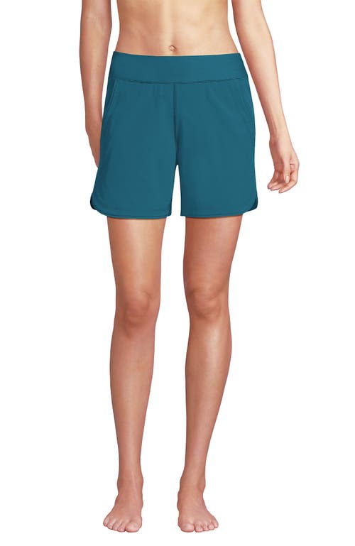 9" Quick Dry Elastic Waist Modest Board Shorts Swim Cover-up Shorts with Panty in Paradise Teal at Nordstrom, Size by Lands' End