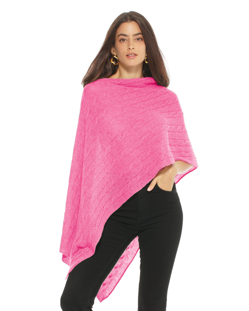 Pure Cashmere Textured Knit Poncho in Fuchsia at Nordstrom by Monticelli Cashmere