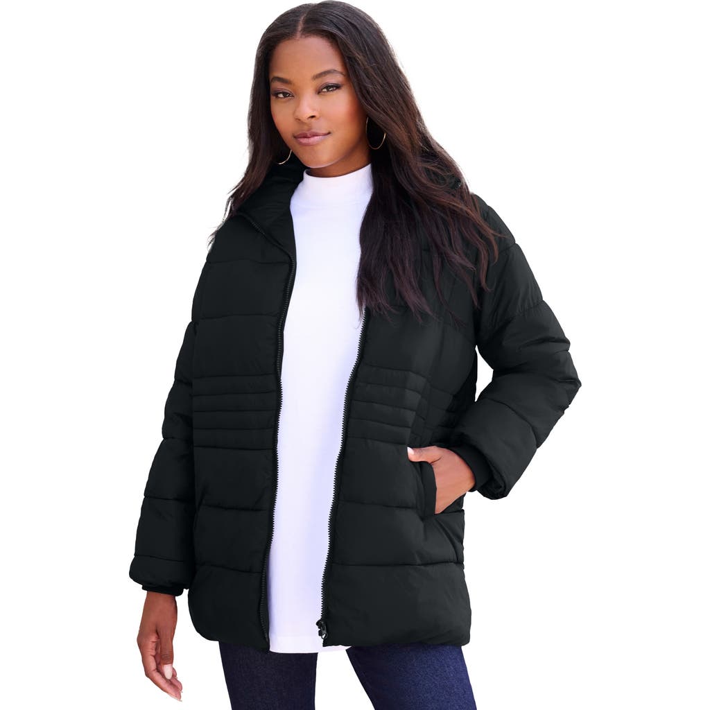 Plus Size Lightweight Quilted Jacket in Black at Nordstrom, Size