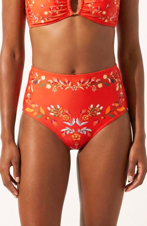 Scarlet Bloom Reversible Bikini Bottom in Red at Nordstrom, Size