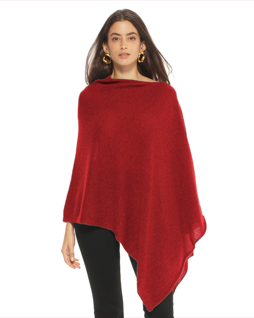Pure Cashmere Textured Knit Poncho in Chianti at Nordstrom by Monticelli Cashmere