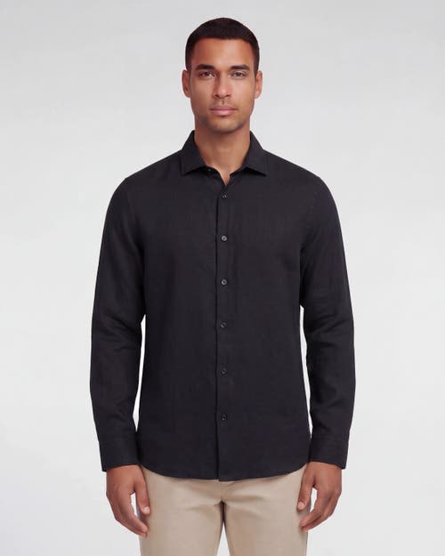 Linen Long Sleeve Shirt in Black at Nordstrom, Size by Lords of Harlech
