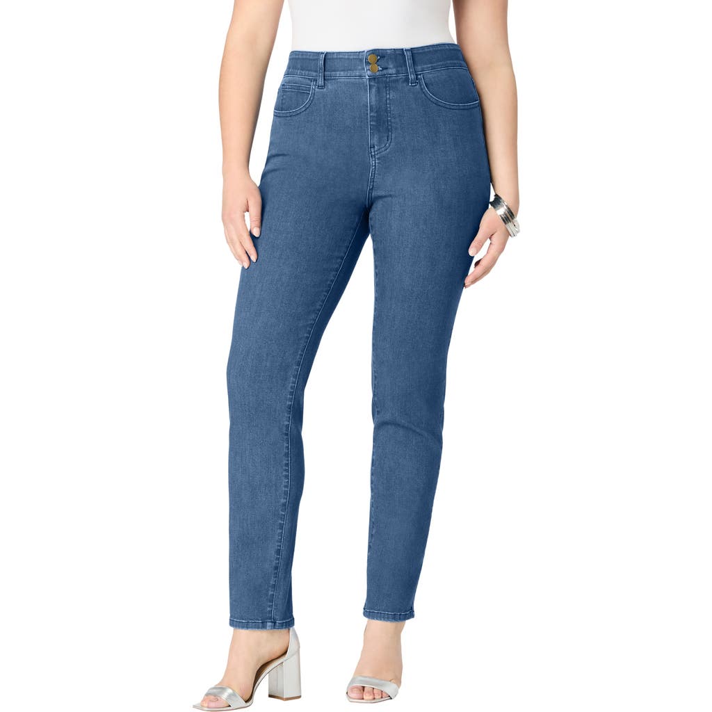 Plus Size High-Rise Tummy Control Straight-Leg Jeans in Medium Wash at Nordstrom, Size