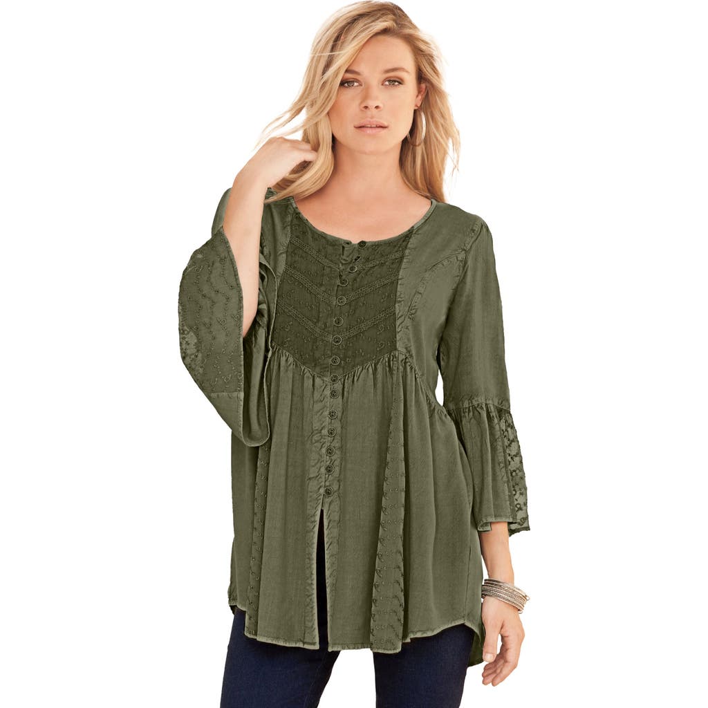 Taylor Acid Wash Big Shirt in Dark Olive Green at Nordstrom, Size by Roaman's